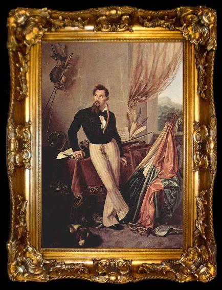 framed  Francesco Hayez Portrait of Count Baglioni, ta009-2